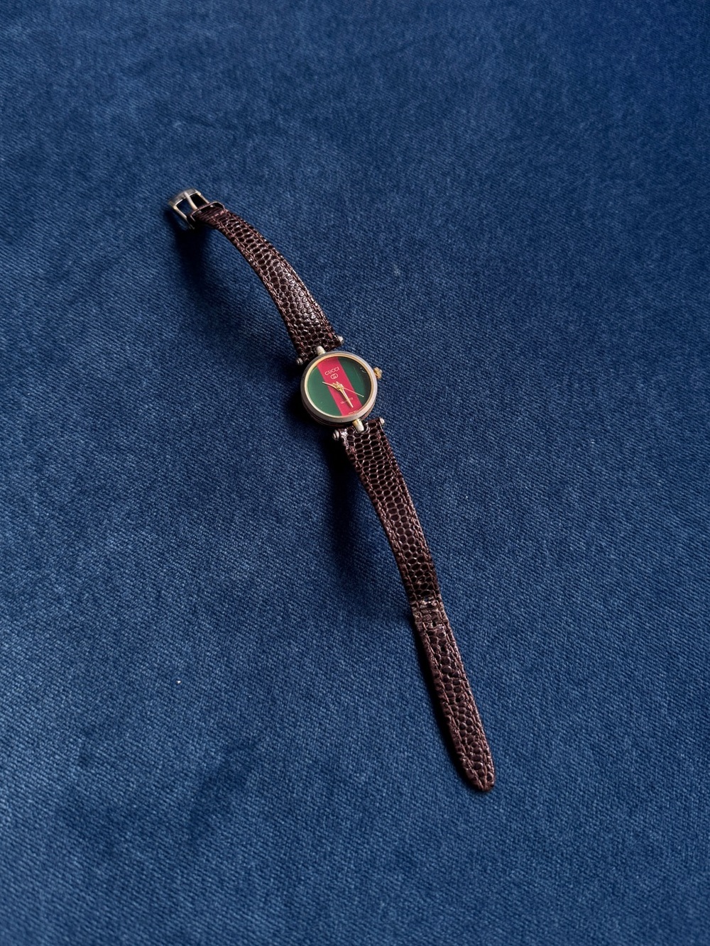 Vintage Gucci 1980’s Two Toned Wristwatch Brown Lizard Strap . - Picture 1 of 8